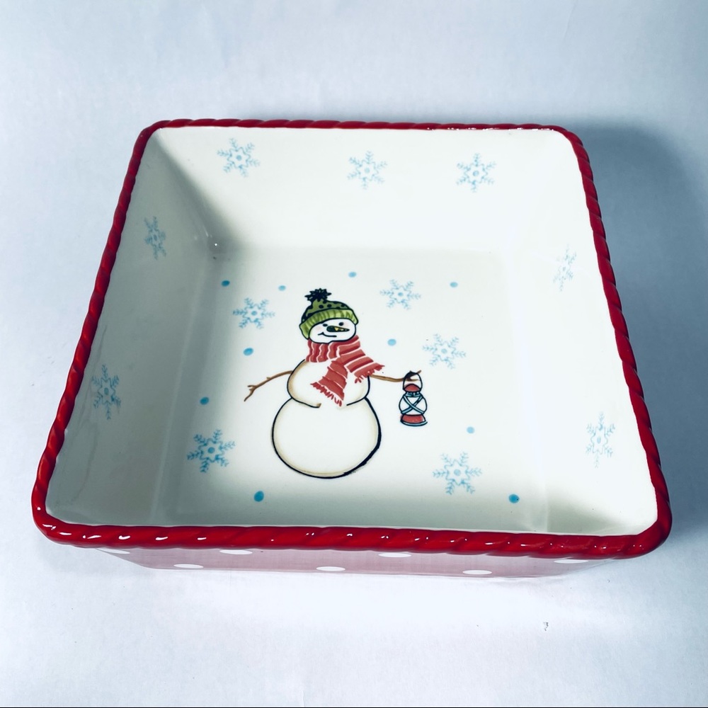 Grace Bake Shop snowman 8x8 ceramic baking pan